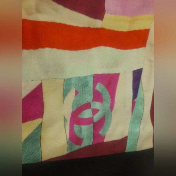 Chanel Multicolor Stripe Print Silk Twill Blouse FR 38 - Picture 6 of 13